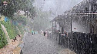 Super Heavy Rain doesn't stop in my village, suitable for insomnia, sleeping with the sound of rain