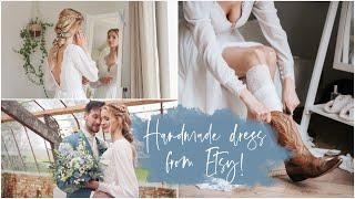 Our Greenhouse wedding part 2 - Unboxing Handmade boho WEDDING DRESS from ETSY, VW campervan & RAIN!