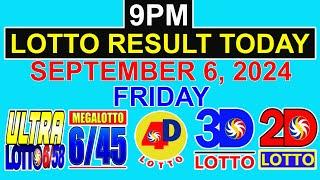 Lotto result today 9pm Draw September 6, 2024 (Friday) PCSO