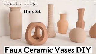 DIY FAUX CERAMIC VASES | THRIFTED VASES | THRIFT FLIP | DIY TEXTURED CLAY VASE | EASY THRIFT FLIP |