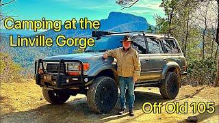 Camping at The Linville Gorge on Old NC 105, 80 Series Land Cruiser, Slackline, Jets