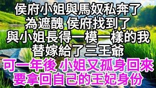 侯府小姐與馬奴私奔了，為遮醜，侯府找到了與小姐長得一模一樣的我，替嫁給了三王爺，可一年後，小姐又孤身回來，要拿回自己的王妃身份 【美好人生】