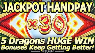 JACKPOT HANDPAY! SUPER RARE 5 Phoenix HUGE WIN! Bonuses Galore! 1st on YouTube for 5 Dragons Pearl!