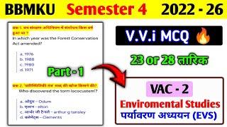 VAC - 2 Environmental studies Top MCQ।। Bbmku Semester 4 Vac 2 important MCQ questions।। VAC 2 (EVS)