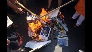 People burns Pakistan flag in protest of the Pulwama attack