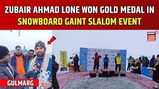 Gulmarg winter Games: Zubair Ahmad Lone won gold Medal in snowboard gaint Slalom event.