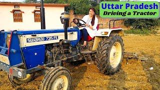 Driving a Tractor - Uttar Pradesh ll Farmer for a day ll Lady driving a Tractor