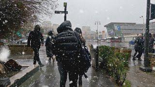 It's snowing in Baku - Walking Tour  (January 20, 2022)  Narimanov - Azerbaijan 4K Walk