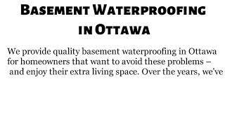 Basement Waterproofing Ottawa   The Foundation Experts