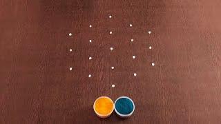 Beautiful 5 dots rangoli design | Easy kolam with 5×3 dots | Simple daily muggulu | Sanvika Rangolis