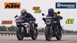 Husqvarna Svartpilen 401 Vs KTM RC 390 Old Drag Race