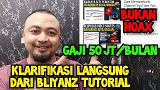 GAJI YOUTUBE BLIYANZ TUTORIAL 50 JUTA PER BULAN . KLARIFIKASI LANGSUNG