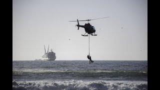 Watch as  a Nigerian Navy helicopter rescuing the crew of a distressed vessel at sea, kudos the Navy