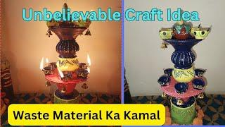 Diya Stand From Waste Material II Diwali Decoration Ideas #priyanka'screativity