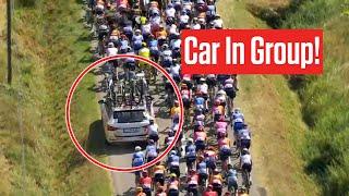 'Speechless' As Car Drives In Tour de France Femmes 2023 Group In Stage 6