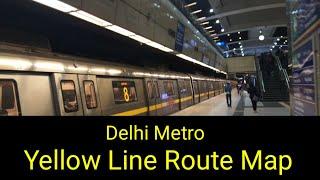 Delhi Metro Yellow Line Route Map and Station : Interchange Stations of Pink , Red, Blue Line