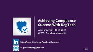 Achieving Compliance Success With RegTech by Ali Al-Shammari