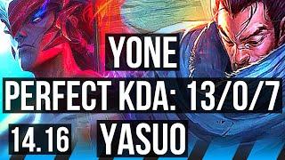 YONE vs YASUO (MID) | 13/0/7, Legendary, 700+ games | EUW Master | 14.16