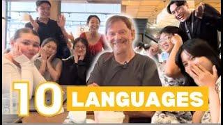 Polyglot surprised people speaking 10 LANGUAGES in a cafe | Language challenge