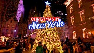 NEW YORK Christmas Walk  Manhattan's Holiday Season Walking Tour 4K