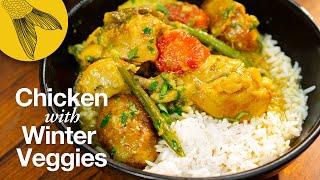 Quick Chicken Curry With Winter Vegetables—pressure cooker chicken curry