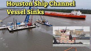 Houston Ship Channel MISS PEGGY Towboat sinks after ship collison.