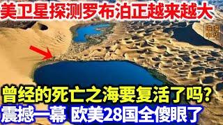 美卫星探测罗布泊正越来越大，曾经的死亡之海要复活了吗？震撼一幕，欧美28国全傻眼了！#自然 #沙漠 #奇闻异事