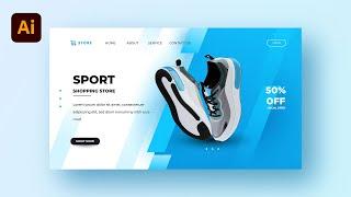 Landing Page Design | Sport | Adobe Illustrator Tutorial