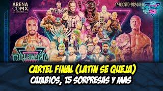 CARTEL FINAL TRIPLEMANIA 32 CDMX 15 LUCHADORES SORPRESAS, CAMBIOS Y LATPIN LOVER SE ENOJA