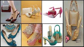 Latest Bridal shoes and purses/Women wedding shoes with matching purse/Beautiful shoes and bag set