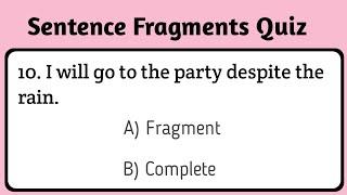 Sentence fragments Quiz ||Sentence fragments test || Ladla Education