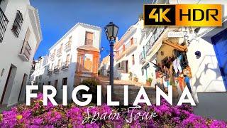 4K HDR WALK in FRIGILIANA SPAIN | Walking Tour on the NARROW STREETS with Beautiful White Buildings