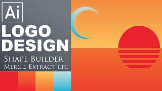 Illustrator Shape Builder Tool Logo Design. Create shape from negative space. Illustrator Lessons09