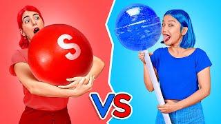 RED VS BLUE COLOR CHALLENGE || Eating And Buying 1 Color For 24 Hours By 123 GO! CHALLENGE