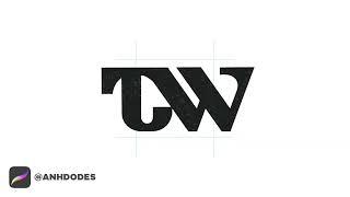 Lettering T W monogram typography logomark design process credit: @anhdodes - Anh Do - logo designer