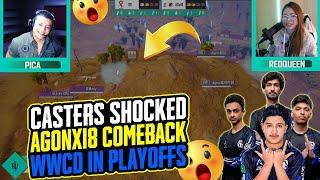 CASTER SHOCKED ON AGONxi8 COMEBACK WWCD IN PLAY OFFS  #15 to #3 | AGi8 vs VAMPIRE  PLAYOFFS DAY 1