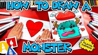 How To Draw A Valentine's Monster - Folding Surprise