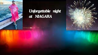 Exciting night view of #Niagara Falls#Fireworks #Lighting #Boating-#Hornblower #MaidOfTheMist