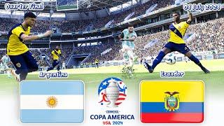 ARGENTINA vs ECUADOR  QUARTER FINAL COPA AMERICA USA 2024  FOOTBALL GAMEPLAY HD