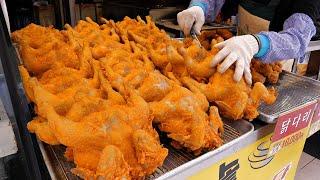 바삭함의 끝판왕? 하루 300마리 팔리는 역대급 옛날통닭! 마늘통닭, 똥집 / korean original fried chicken / korean street food