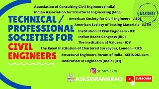 TECHNICAL / PROFESSIONAL SOCIETIES AVAILABLE FOR CIVIL ENGINEERS