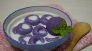 Ube Sticky Rice Ball in Milk / Ube Palitaw / Ube Bilo-bilo