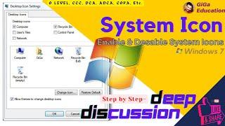 Enable and Desable System Icons in Windows 7 || By GiGa Education