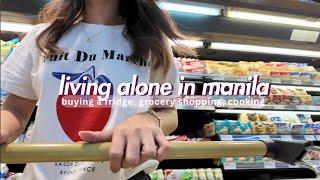 living alone in manila | buying a fridge, first time cooking, grocery shopping ୨୧˚