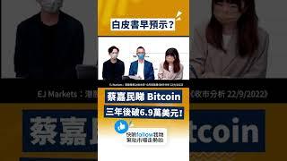 白皮書早預示？蔡嘉民睇 Bitcoin 三年後破6.9萬美元！