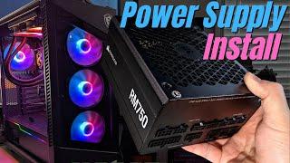 Power Supply Installation & Cable Connections to Motherboard (Corsair RM750 PSU)