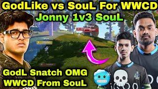 GodLike Vs SouL End 3v3 For WWCD  Jonathan 1v3 SouL & Simp Destruction 