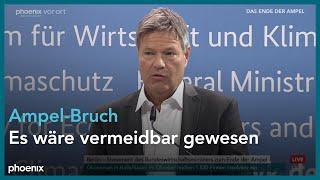 Nach Ampel-Bruch: Statement von Wirtschaftsminister Robert Habeck (B'90/Grüne) | 07.11.24