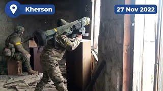 Ukrainian soldiers use FGM-148 Javelin to attack Russian vehicle in Antonovka 