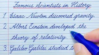 Cursive Writing | 10 Lines Essay on Famous Scientists |English Writing |Cursive Handwriting Practice